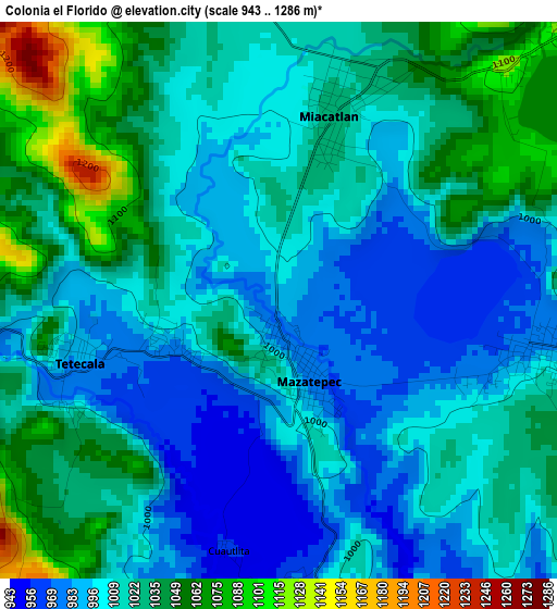 Colonia el Florido elevation map