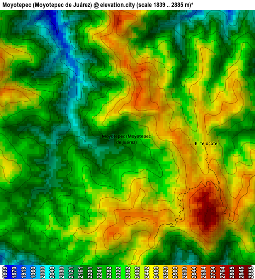 Moyotepec (Moyotepec de Juárez) elevation map