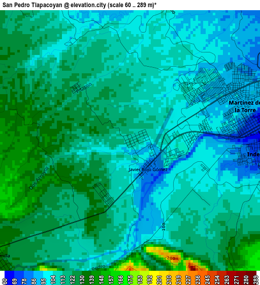 San Pedro Tlapacoyan elevation map