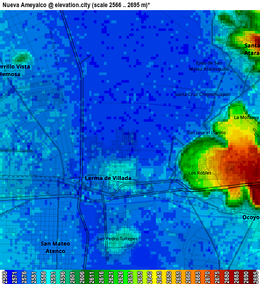 Nueva Ameyalco elevation map