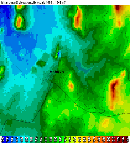 Mhangura elevation map