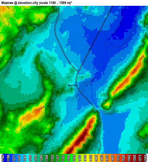 Mazowe elevation map