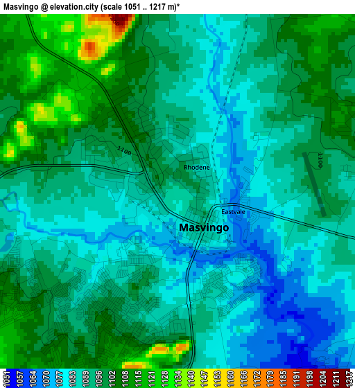 Masvingo elevation map