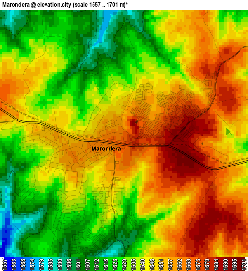 Marondera elevation map