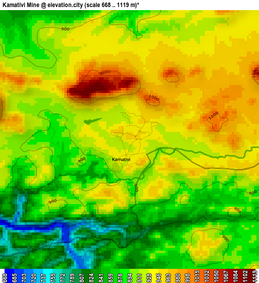 Kamativi Mine elevation map