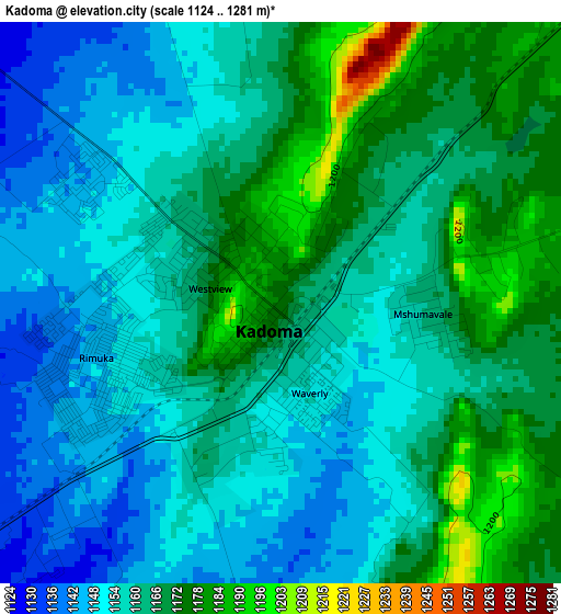 Kadoma elevation map