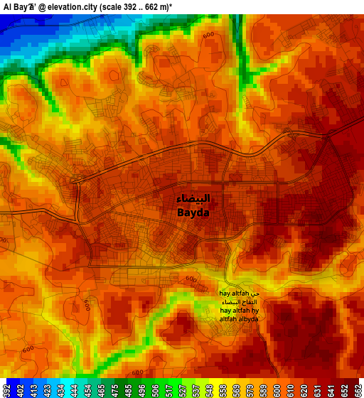 Al Bayḑā’ elevation map