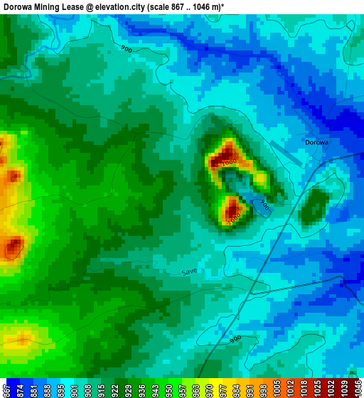 Dorowa Mining Lease elevation map