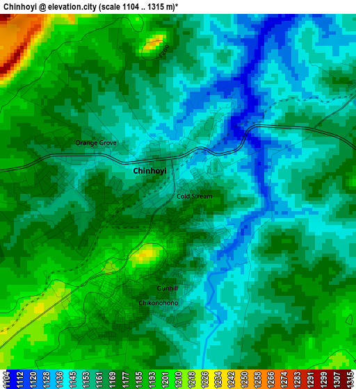 Chinhoyi elevation map