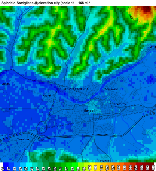 Spicchio-Sovigliana elevation map