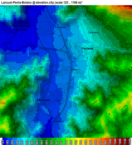 Lancusi-Penta-Bolano elevation map