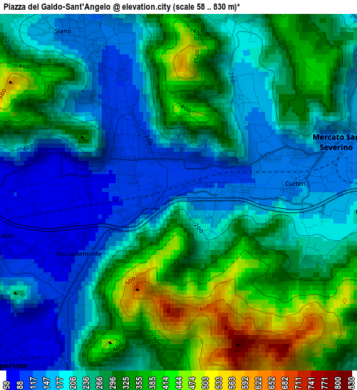Piazza del Galdo-Sant'Angelo elevation map