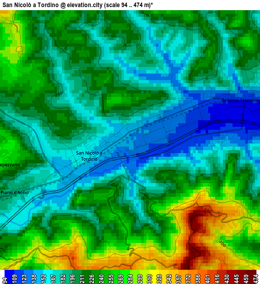 San Nicolò a Tordino elevation map