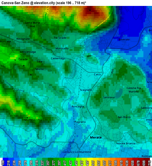 Canova-San Zeno elevation map