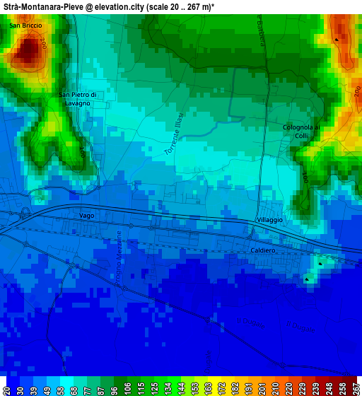 Strà-Montanara-Pieve elevation map