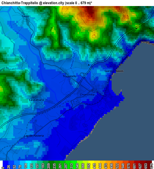 Chianchitta-Trappitello elevation map