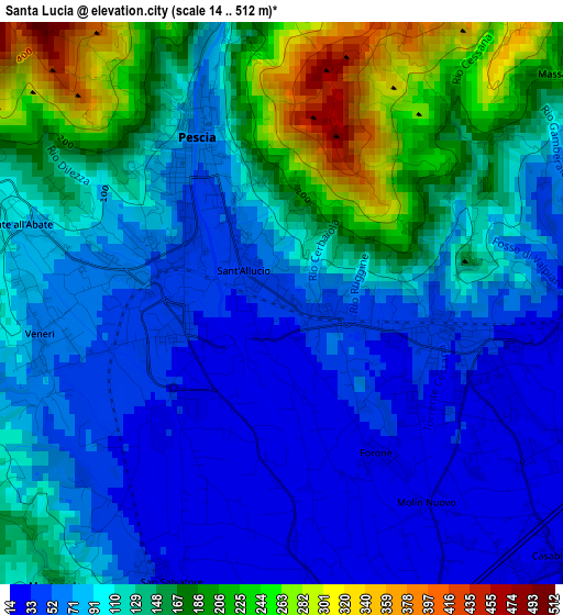 Santa Lucia elevation map