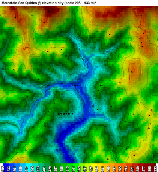 Mercatale-San Quirico elevation map