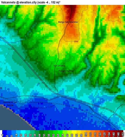 Valcanneto elevation map