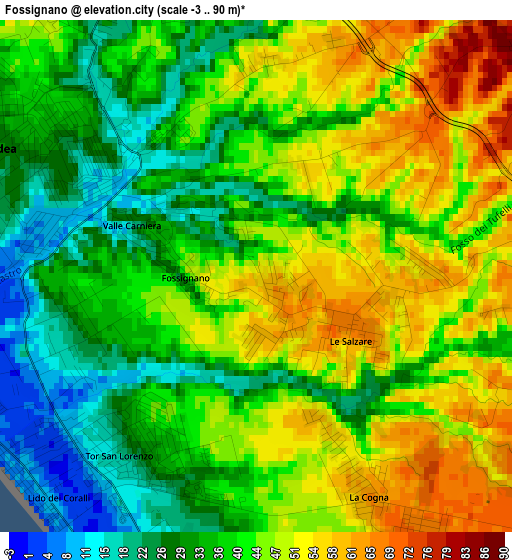 Fossignano elevation map