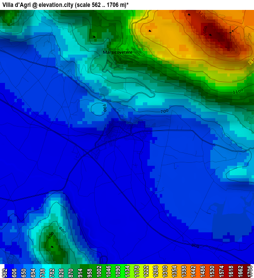 Villa d'Agri elevation map