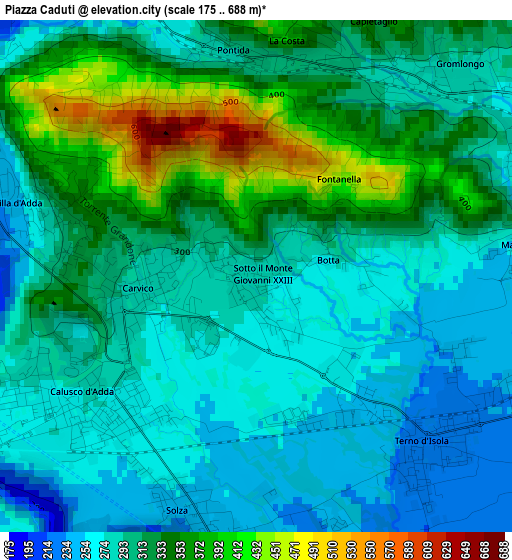 Piazza Caduti elevation map