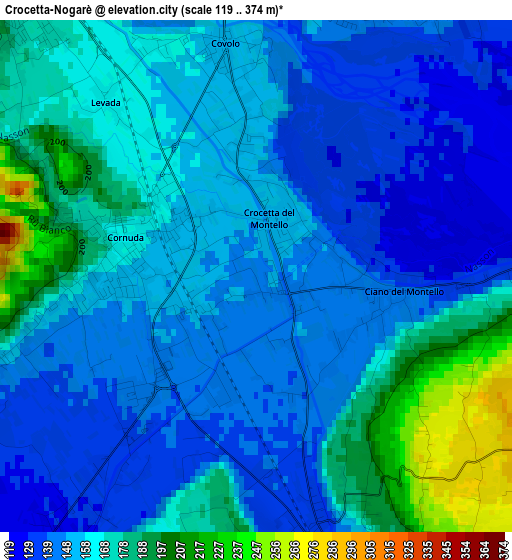 Crocetta-Nogarè elevation map