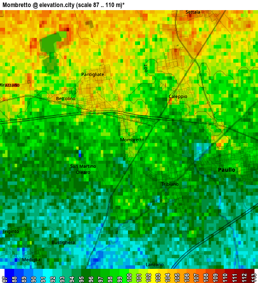 Mombretto elevation map