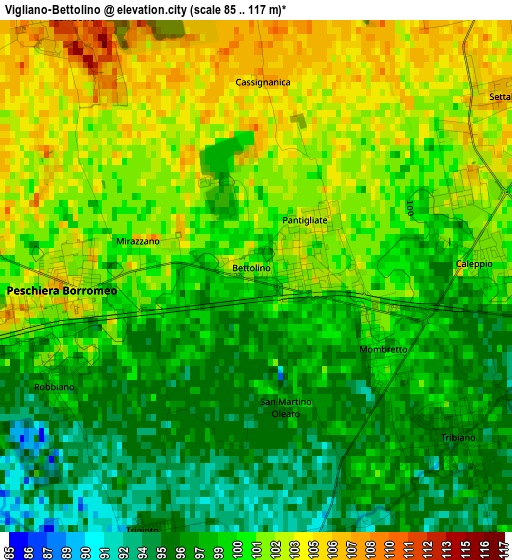 Vigliano-Bettolino elevation map