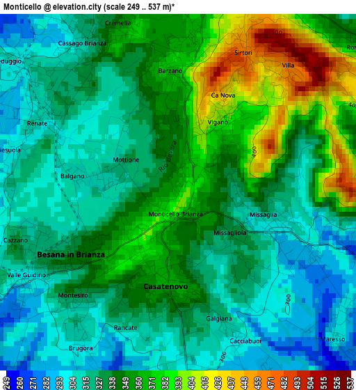 Monticello elevation map