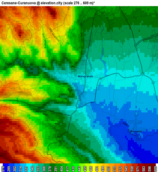 Ceresane-Curanuova elevation map