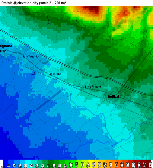 Pratole elevation map