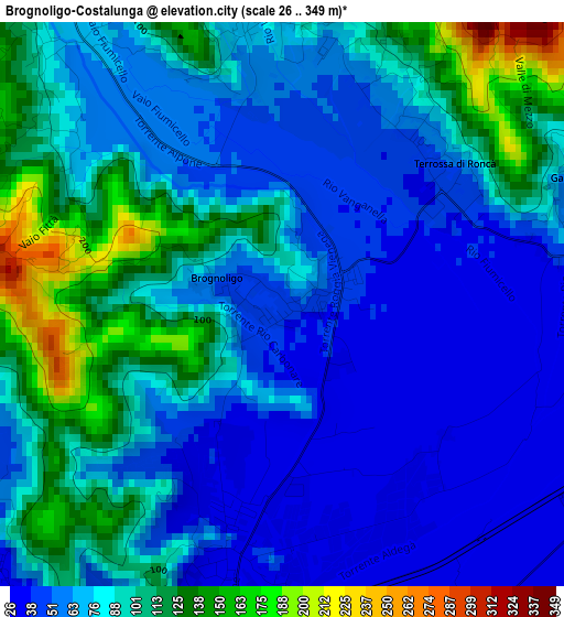 Brognoligo-Costalunga elevation map