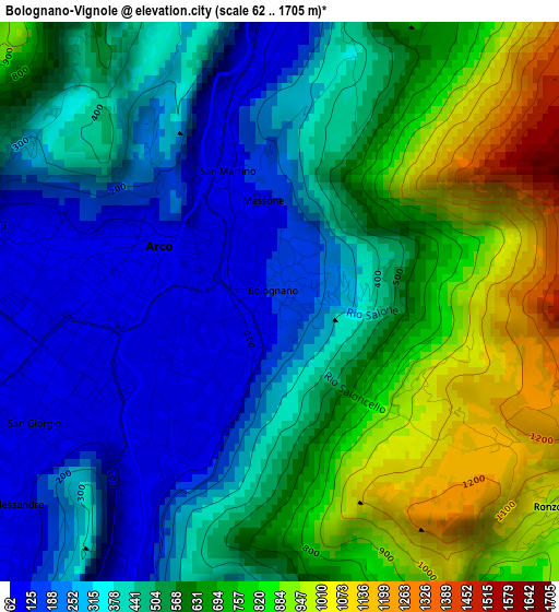 Bolognano-Vignole elevation map