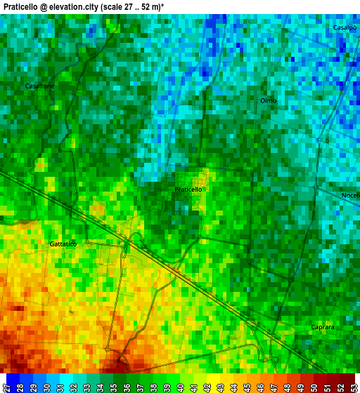 Praticello elevation map