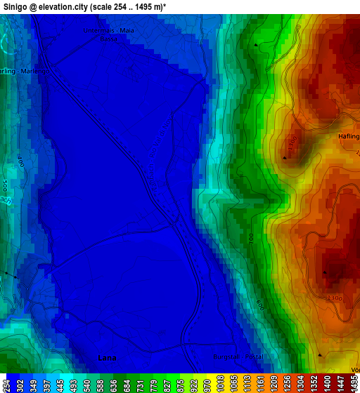 Sinigo elevation map