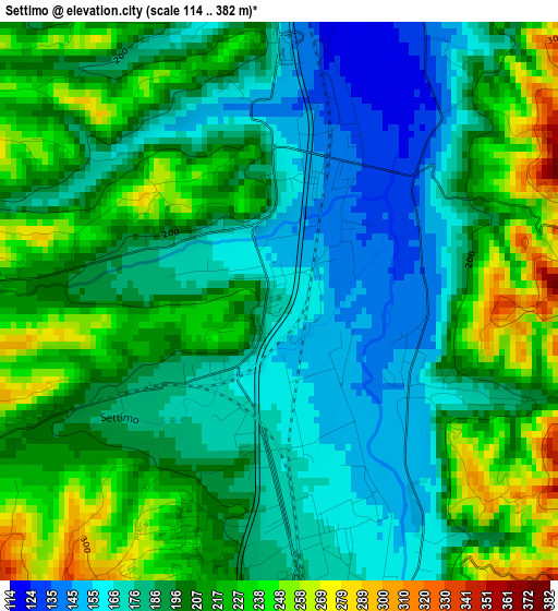 Settimo elevation map