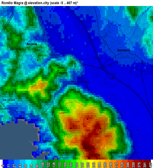 Romito Magra elevation map