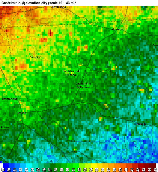 Castelminio elevation map