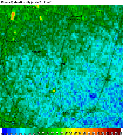 Pionca elevation map