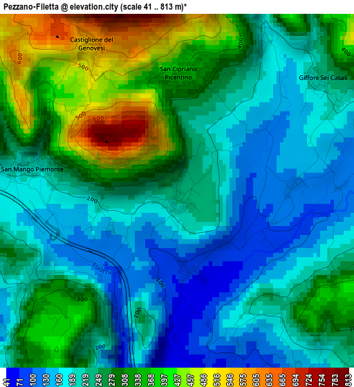 Pezzano-Filetta elevation map