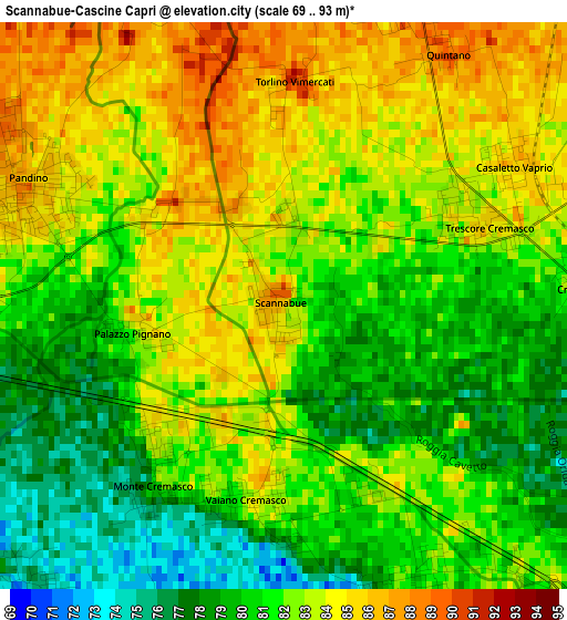 Scannabue-Cascine Capri elevation map