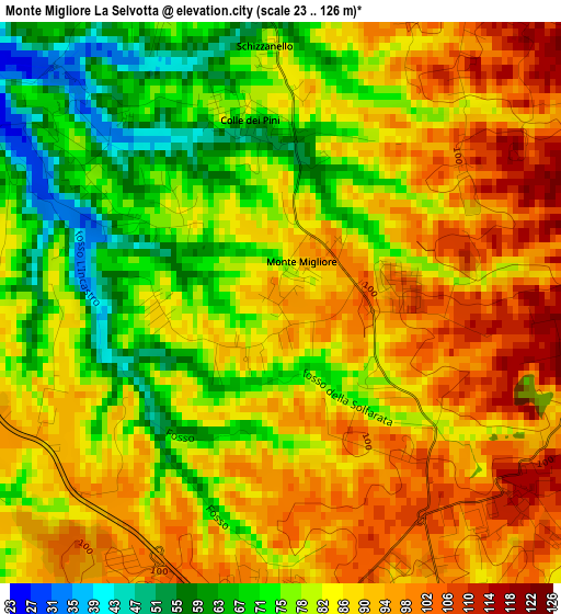 Monte Migliore La Selvotta elevation map