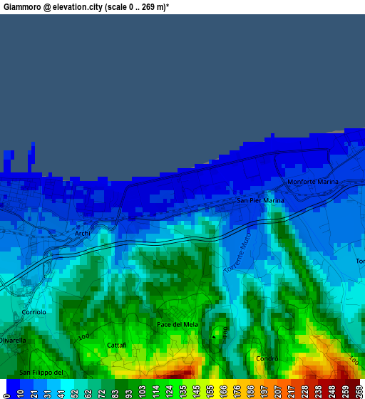 Giammoro elevation map