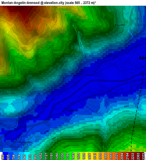 Montan-Angelin-Arensod elevation map