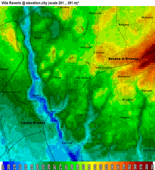 Villa Raverio elevation map