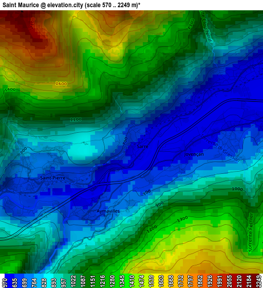 Saint Maurice elevation map