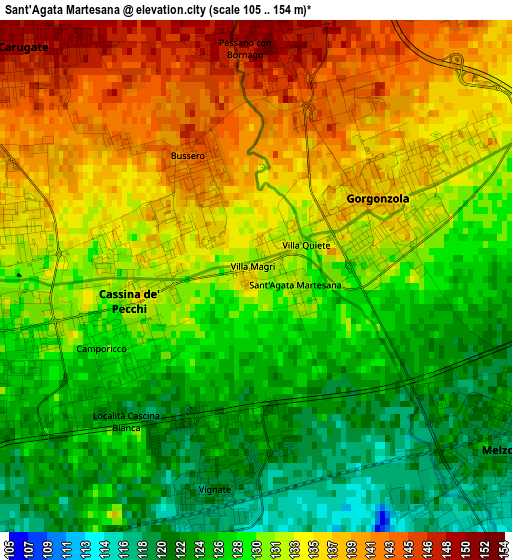 Sant'Agata Martesana elevation map