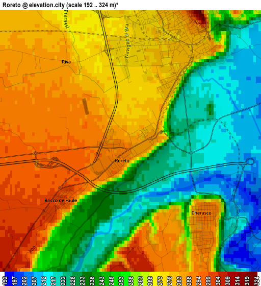 Roreto elevation map