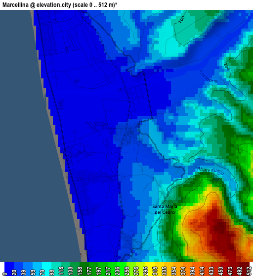 Marcellina elevation map